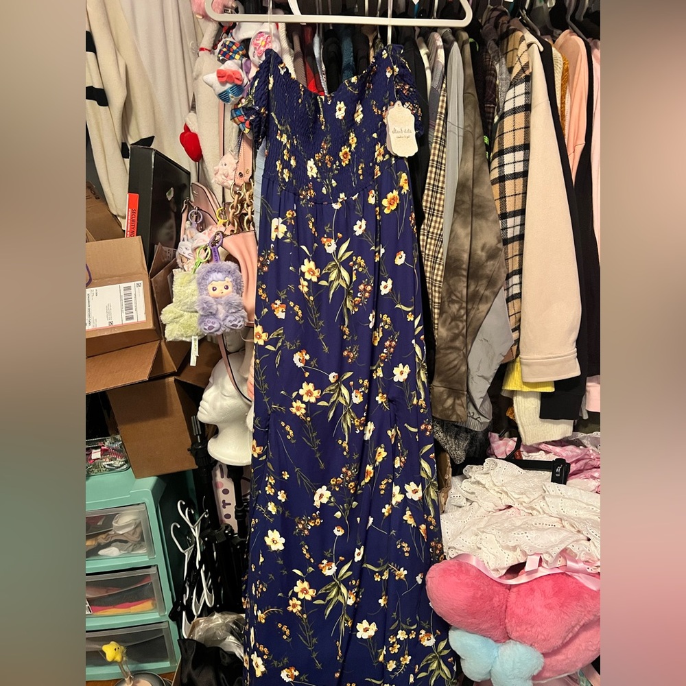 Altar’d State Blue Floral Off the Shoulder Maxi Dress